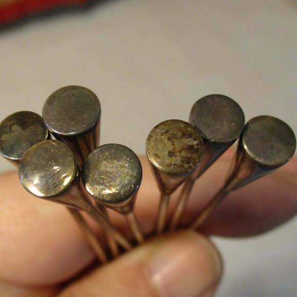 Vintage Lot of 7 Silverplate Silver Plate Stick Pins Hat - Picture 6 of 6